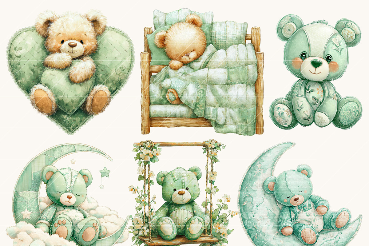 Watercolor Teddy Bear Clipart, an Object Illustration by Design Scotch (Photo 8 of 9)