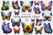 Watercolor Spring Butterfly Clipart, an Illustration by Dream Creation (Thumbnail 1 of 5)