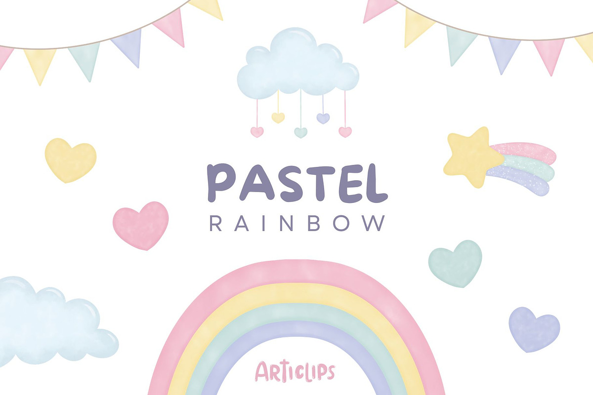 Pastel Rainbow Clipart, a Decorative Illustration by Articlips (Photo 1 of 3)