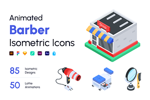 Animated Barber Icon Set, a Duotone Icon by Vectors Market