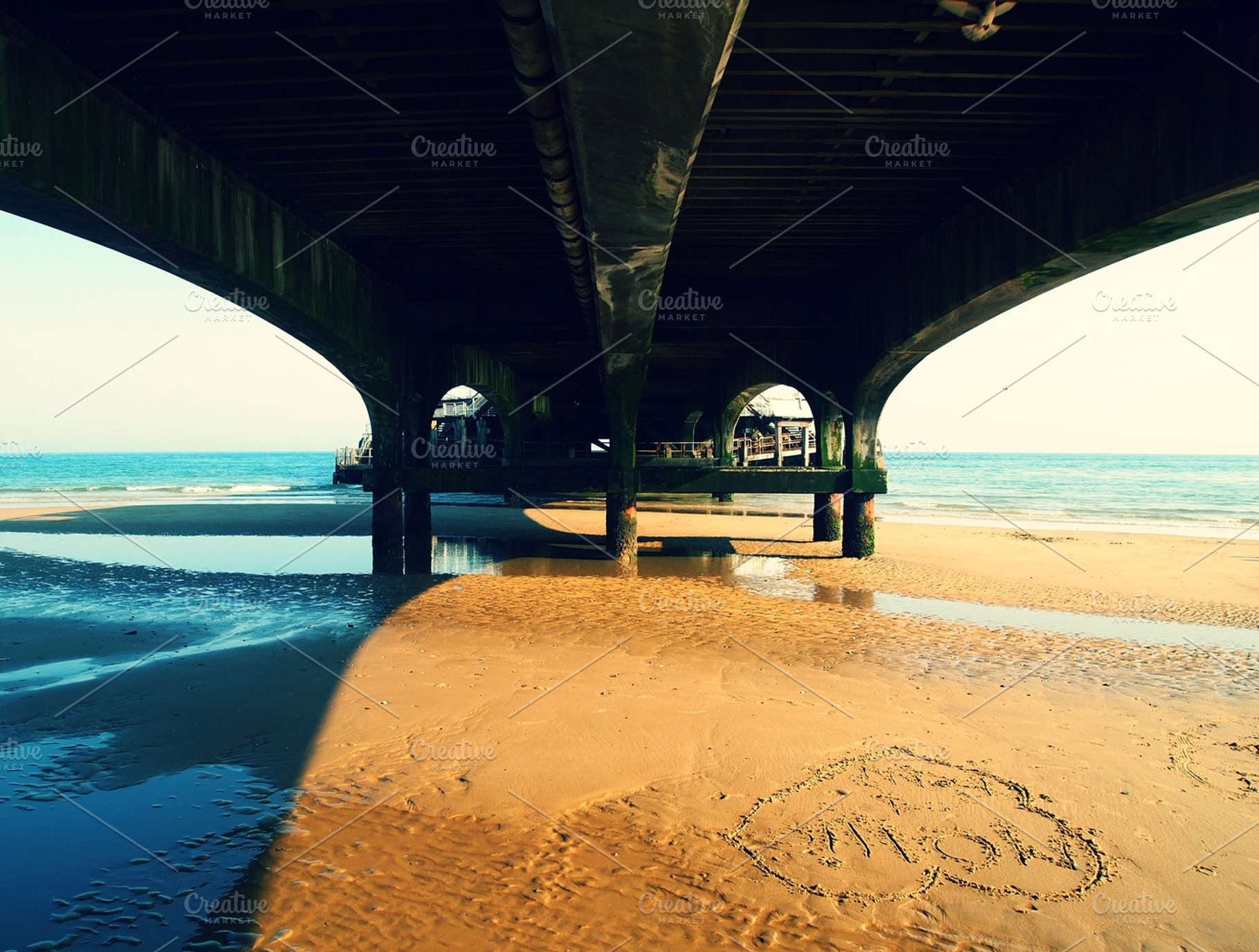 Under The Pier Featuring Pier Beach And Drawinng