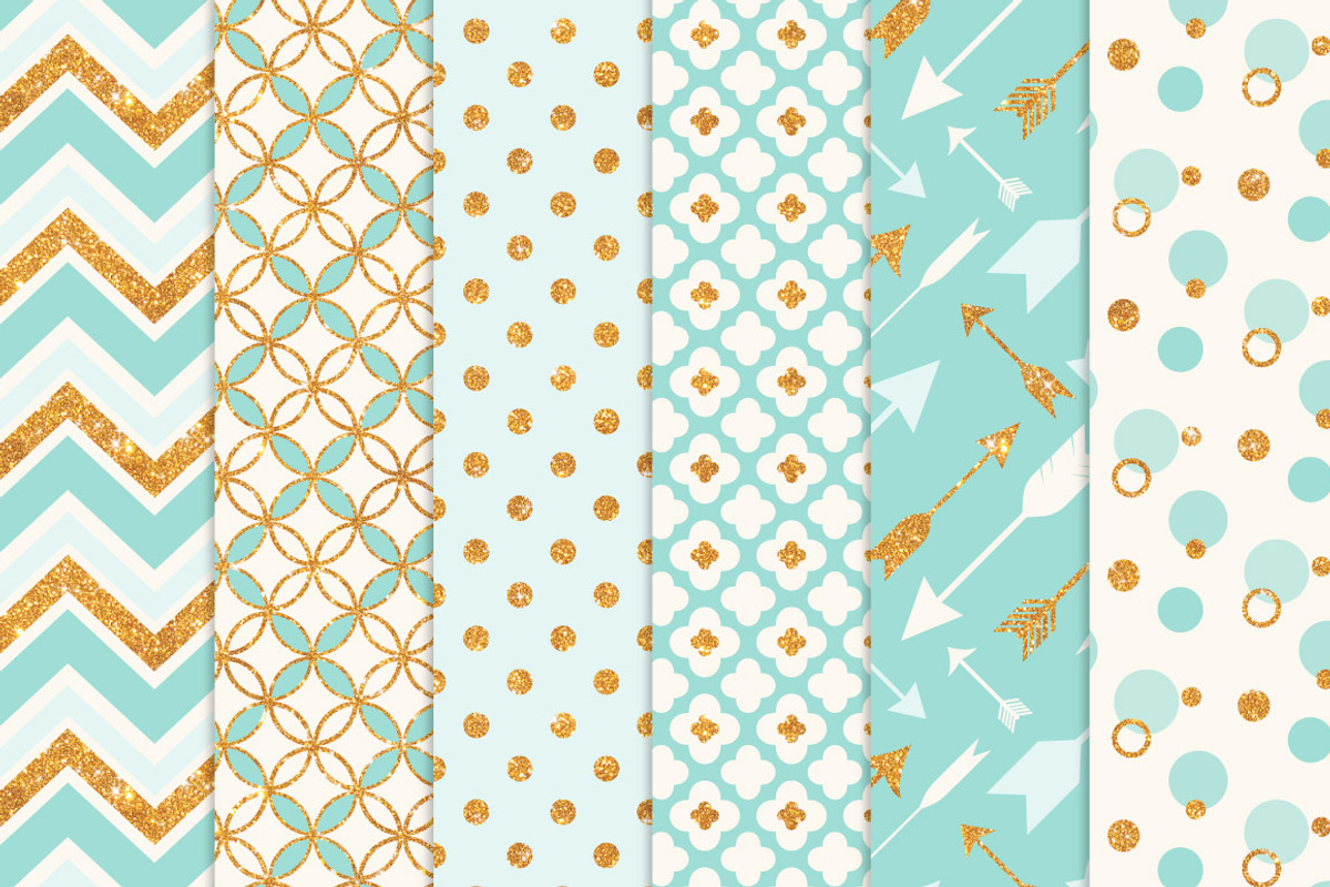 Aqua Bohemian Glitter Digital Papers, a Pattern Graphic by Amanda Ilkov (Photo 3 of 3)