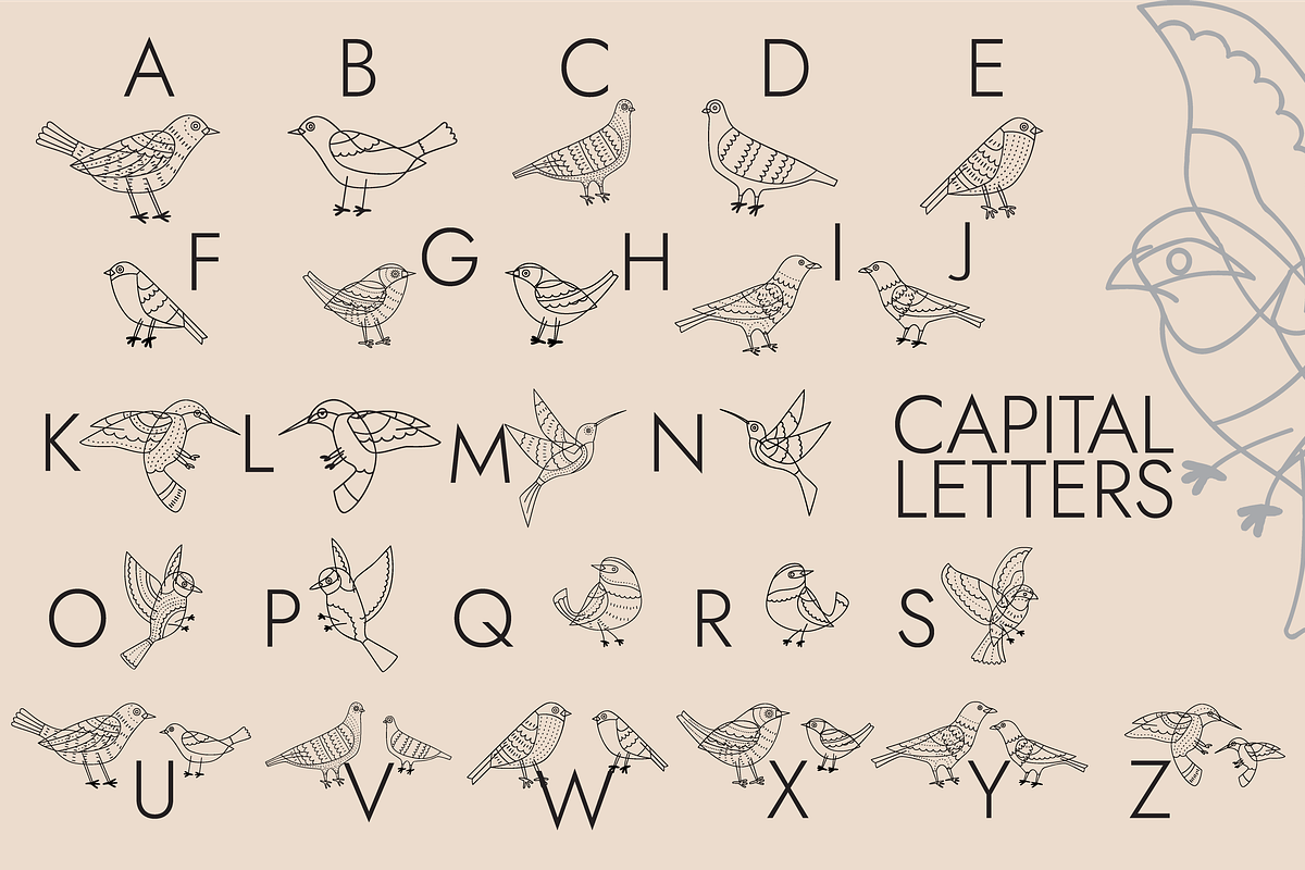 Birds and Butterflies Dingbats Font, a Symbol Font by Minimalartstudio (Photo 3 of 3)