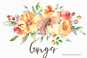 Ginger - Watercolor Flowers Clipart, a Decorative Illustration by MariaScaroniAtelier (Thumbnail 4 of 6)