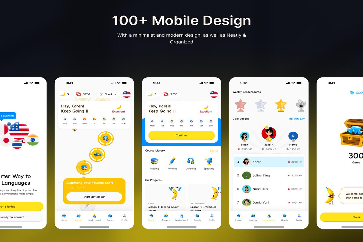 Banano Language Learning App UI Kit, an UI Kit Template by Lumina_ui_ux202 (Photo 5 of 8)
