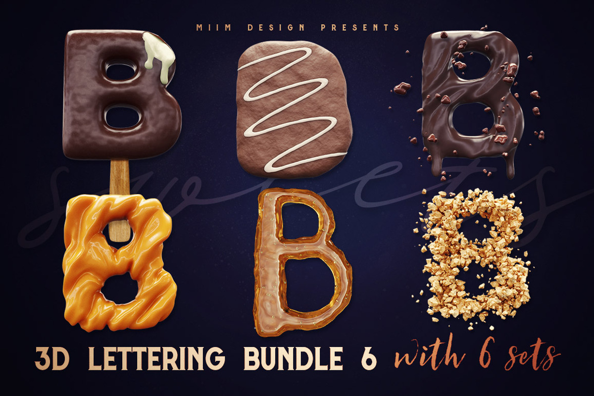 3D Lettering Mega Bundle 6 Sweets, a Graphic by MIIM