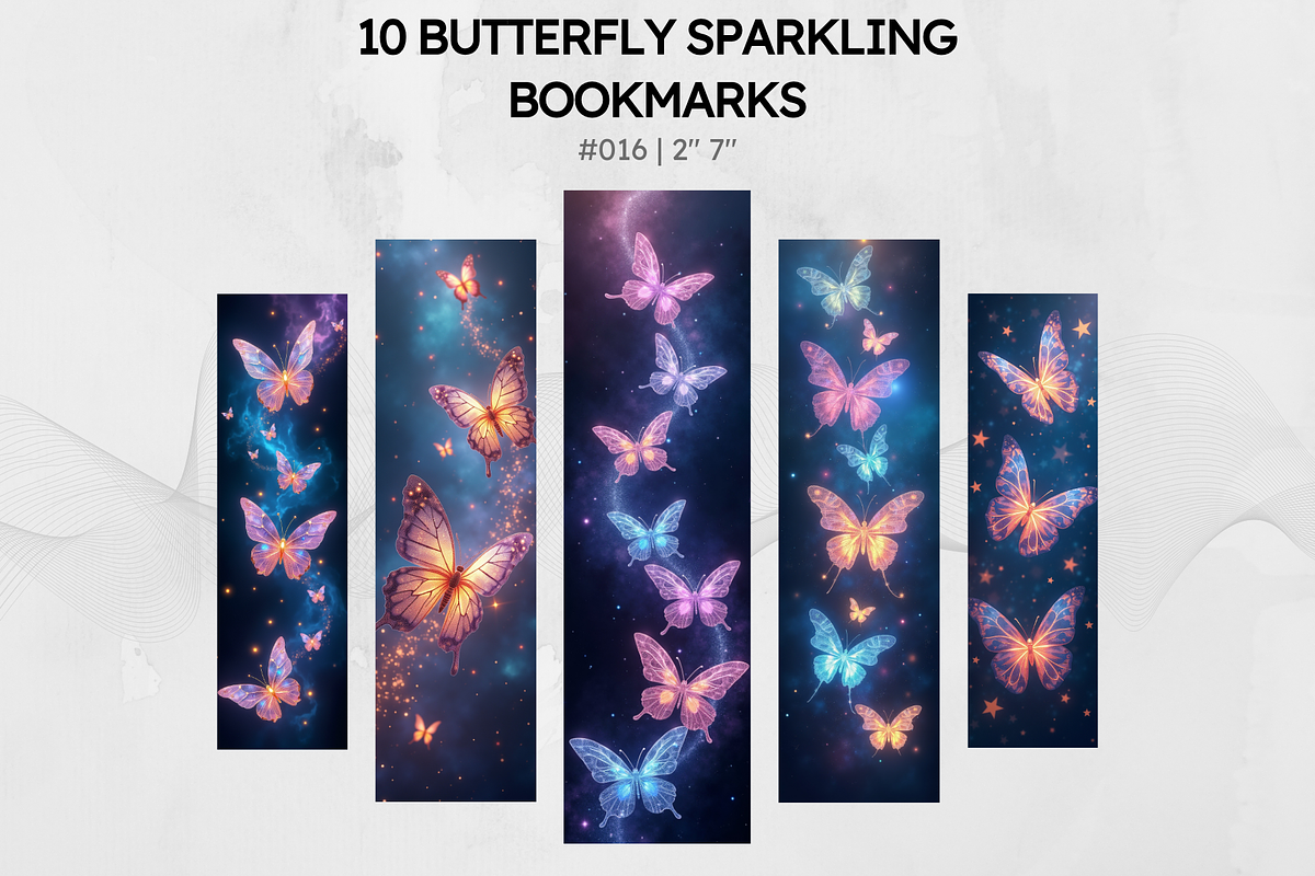 10 Butterfly Sparkling Bookmarks, an Illustration by Wilin Digital (Photo 1 of 3)