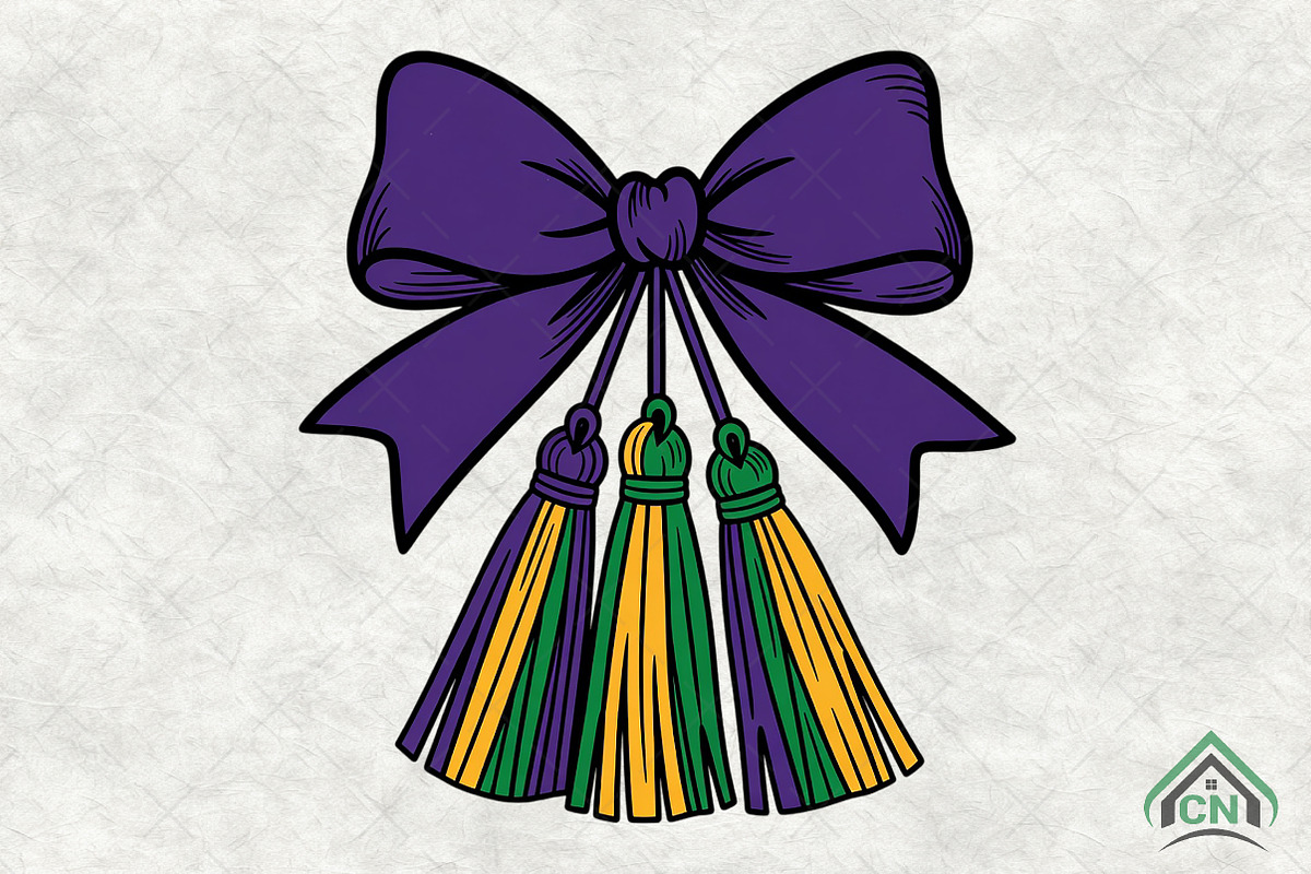 Mardi Gras Ribbon Bow PNG, an Illustration by Craft Nest (Photo 1 of 4)
