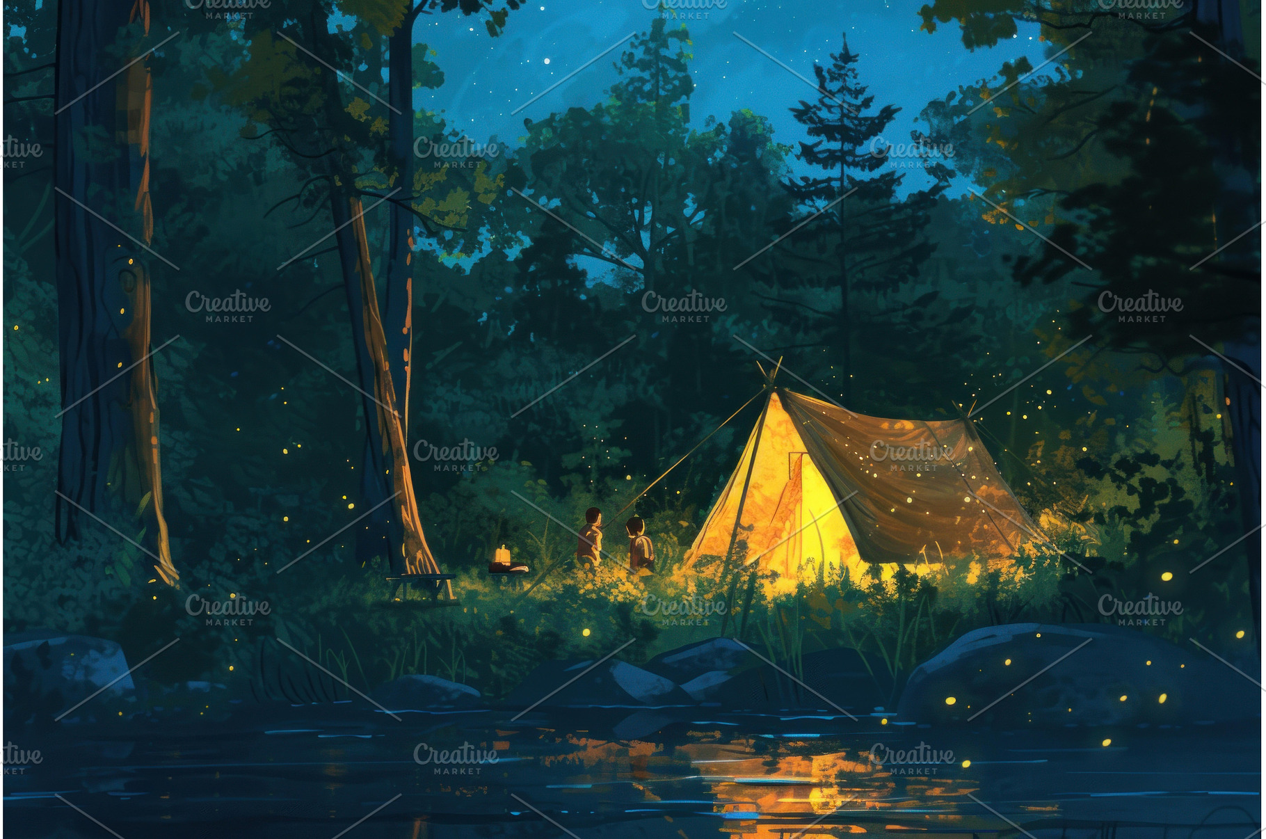 Enchanted forest campsite under, a Nature Photo by Ylivdesign
