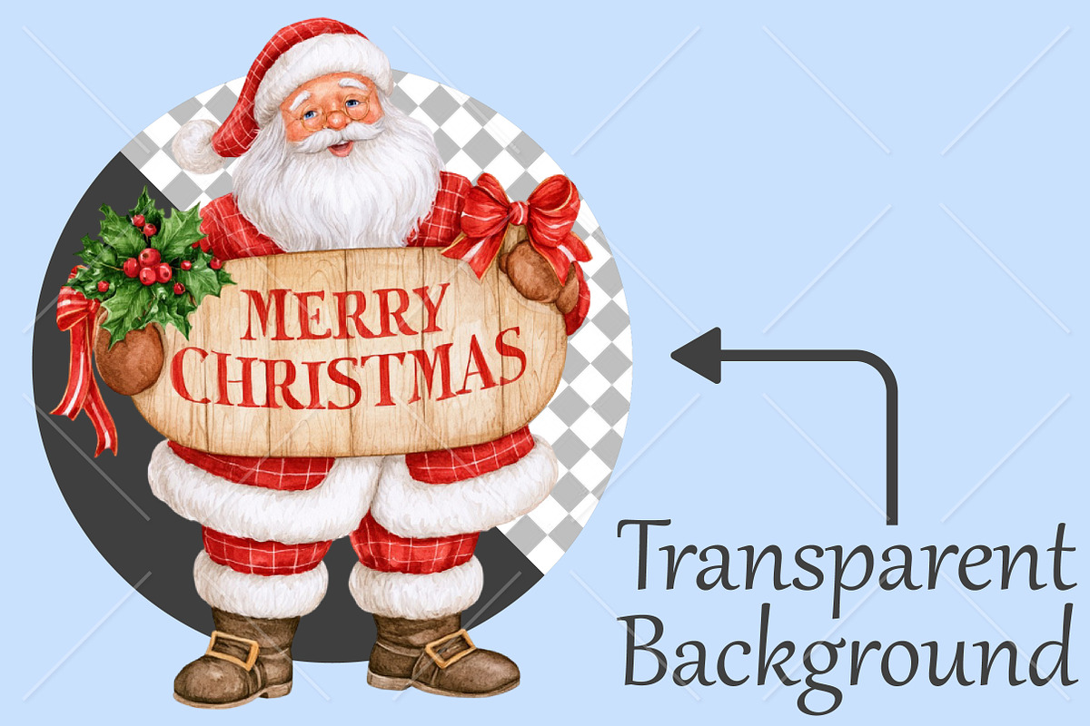 Whimsical Christmas Santa Clipart, a Seasonal Illustration by Canvas Craft (Photo 2 of 10)