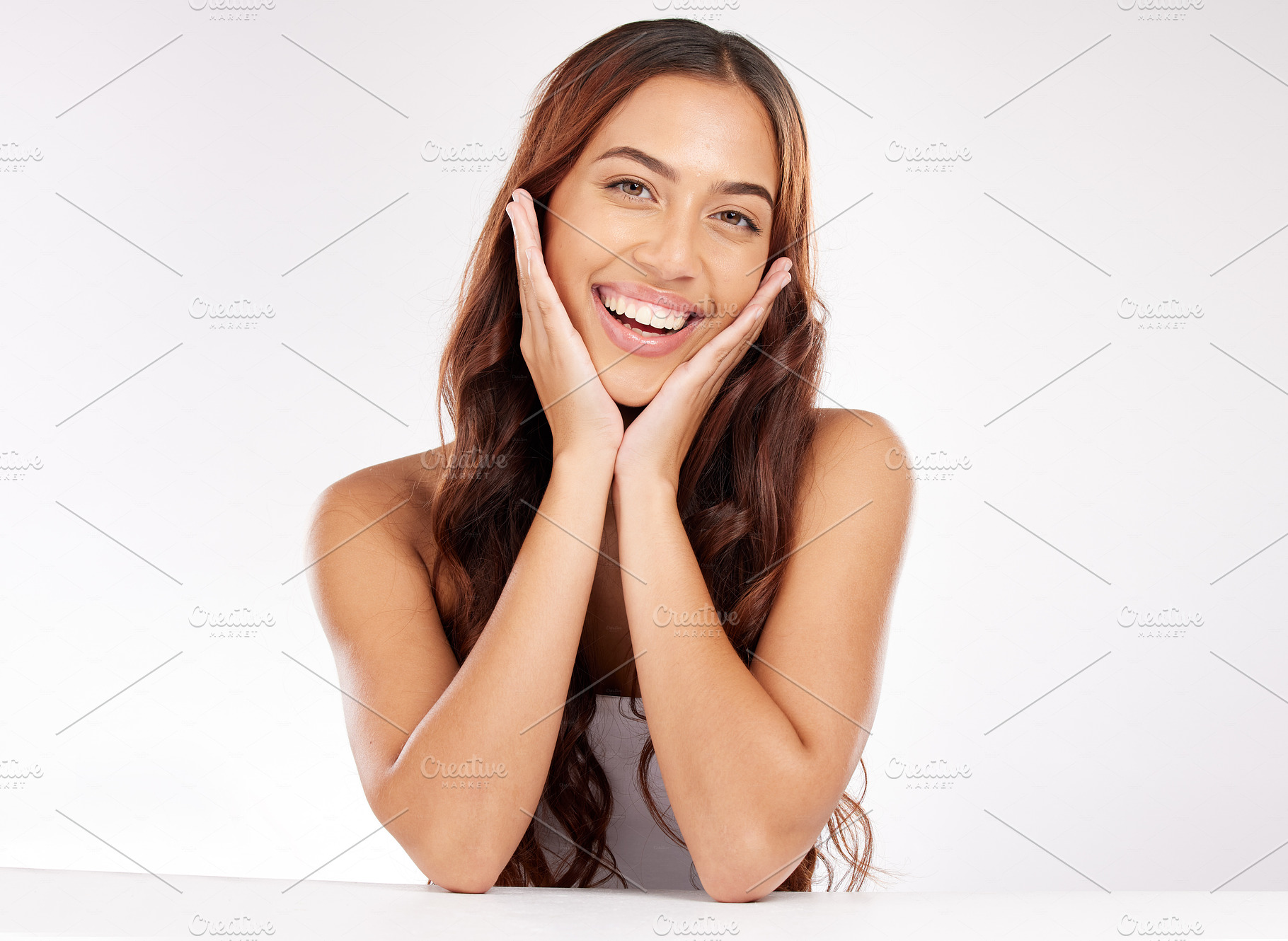 Portrait, face and beauty with a model black woman in studio on a gray background for natural skincare. Wellness, cosmetics and luxury with an attractive young female posing to promote skin treatment, a Photo by Peopleimages.com
