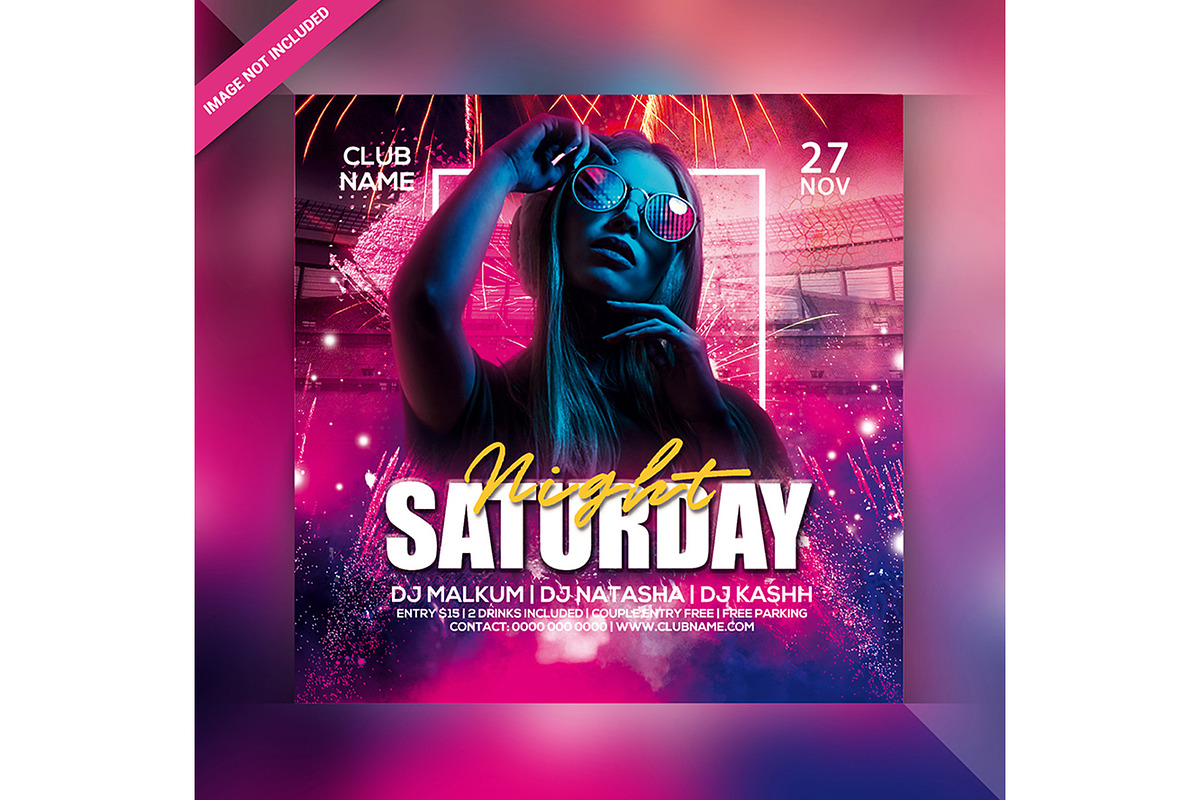 Saturday Night Party Flyer, a Social Media Template by Flyer Arts