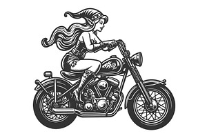 Elf Riding A Motorcycle Vector