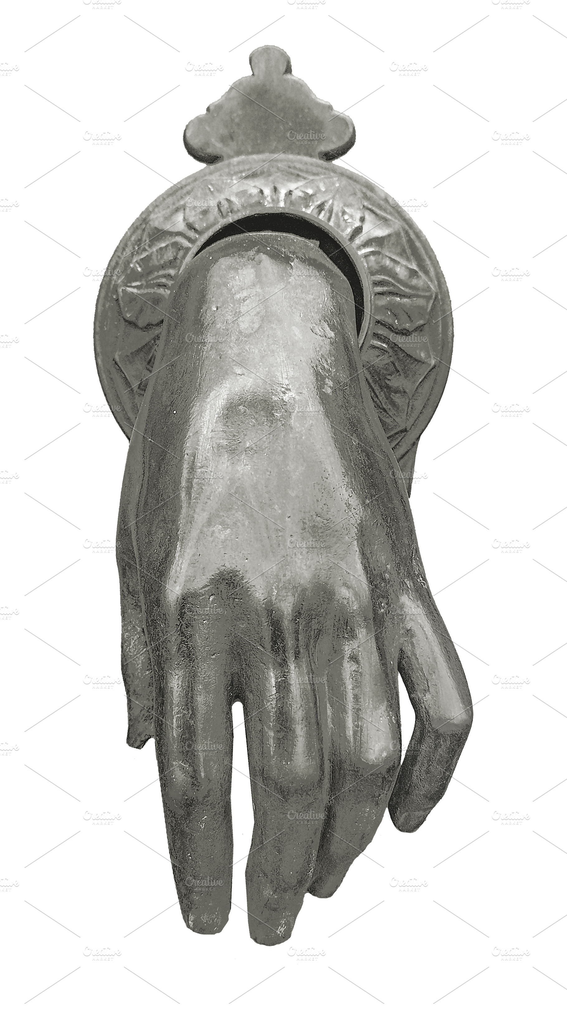 Artistic metallic hand-shaped door knocker, an Arts & Entertainment Photo by DanFLCreativo