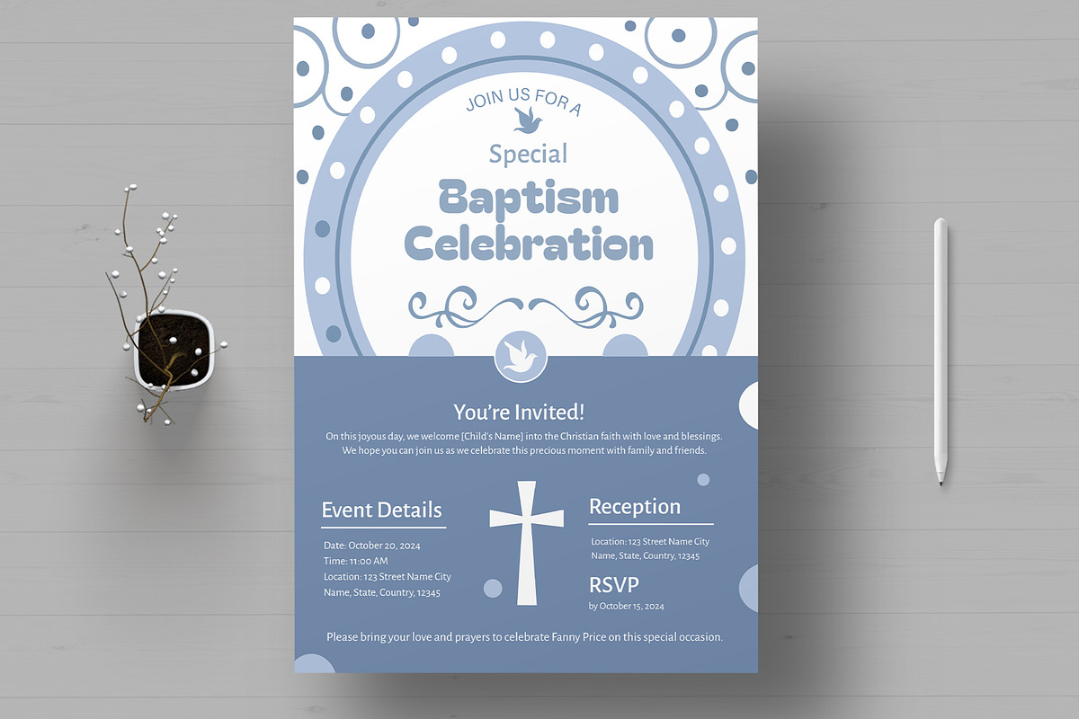 Baptism Invitation, a Stationery Template by MightyDesign (Photo 1 of 8)