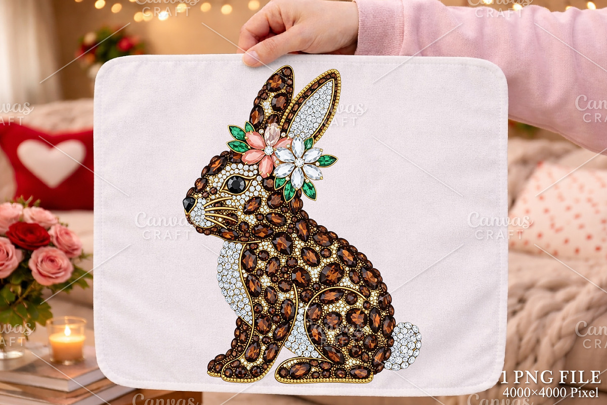 Rhinestone Easter Bunny PNG, an Illustration by Canvas Craft (Photo 1 of 6)