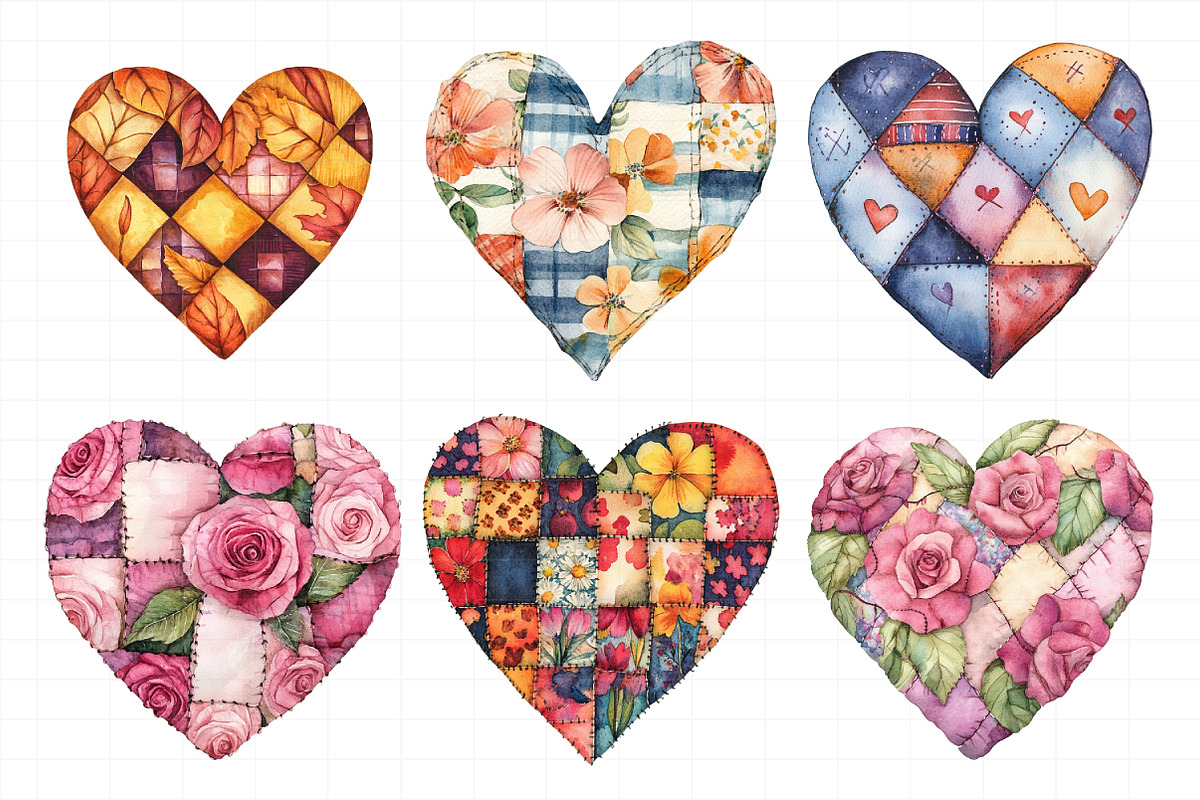 Patchwork Heart Valentine's Day Clip, an Illustration by Daily.Designs (Photo 3 of 5)