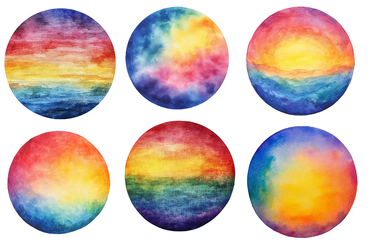 Rainbow Pastel Watercolor Circles, an Illustration by Designworld (Photo 2 of 7)