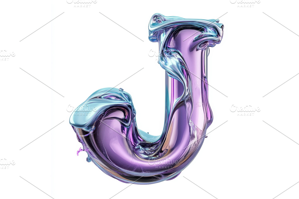 Liquid letter J in vibrant purple, an Illustration by tilialucida
