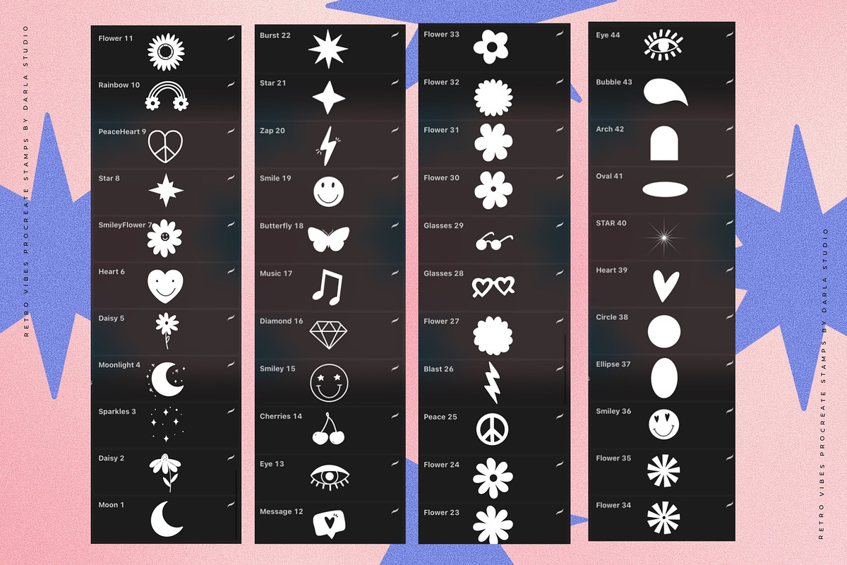 Retro Vibes Procreate Stamp Brush, a Brush Add-On by Darla Studio (Photo 9 of 11)