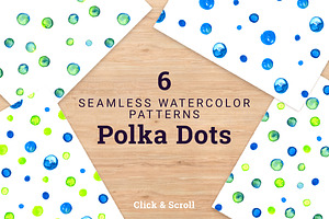 6 Watercolor Polka Dots Pattern