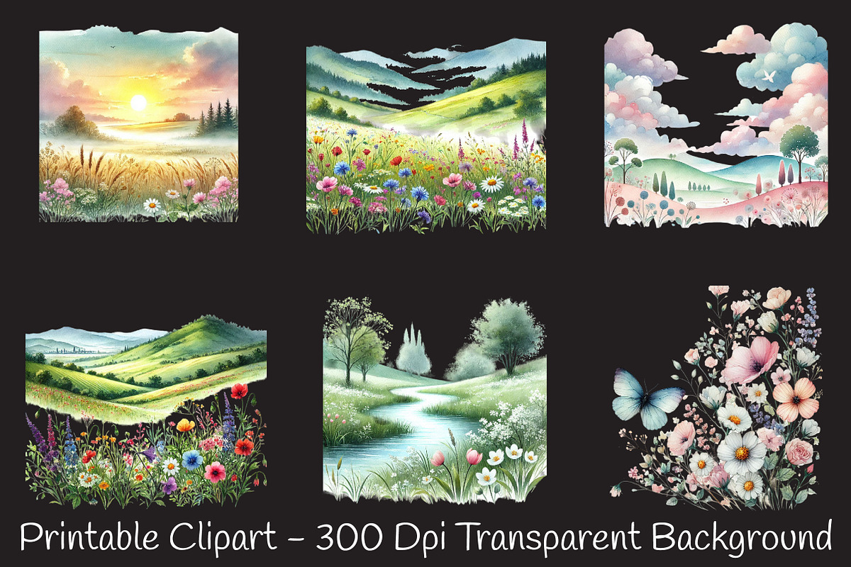 Spring Landscape Clipart, Spring Png, an Illustration by RobertsArt (Photo 6 of 7)