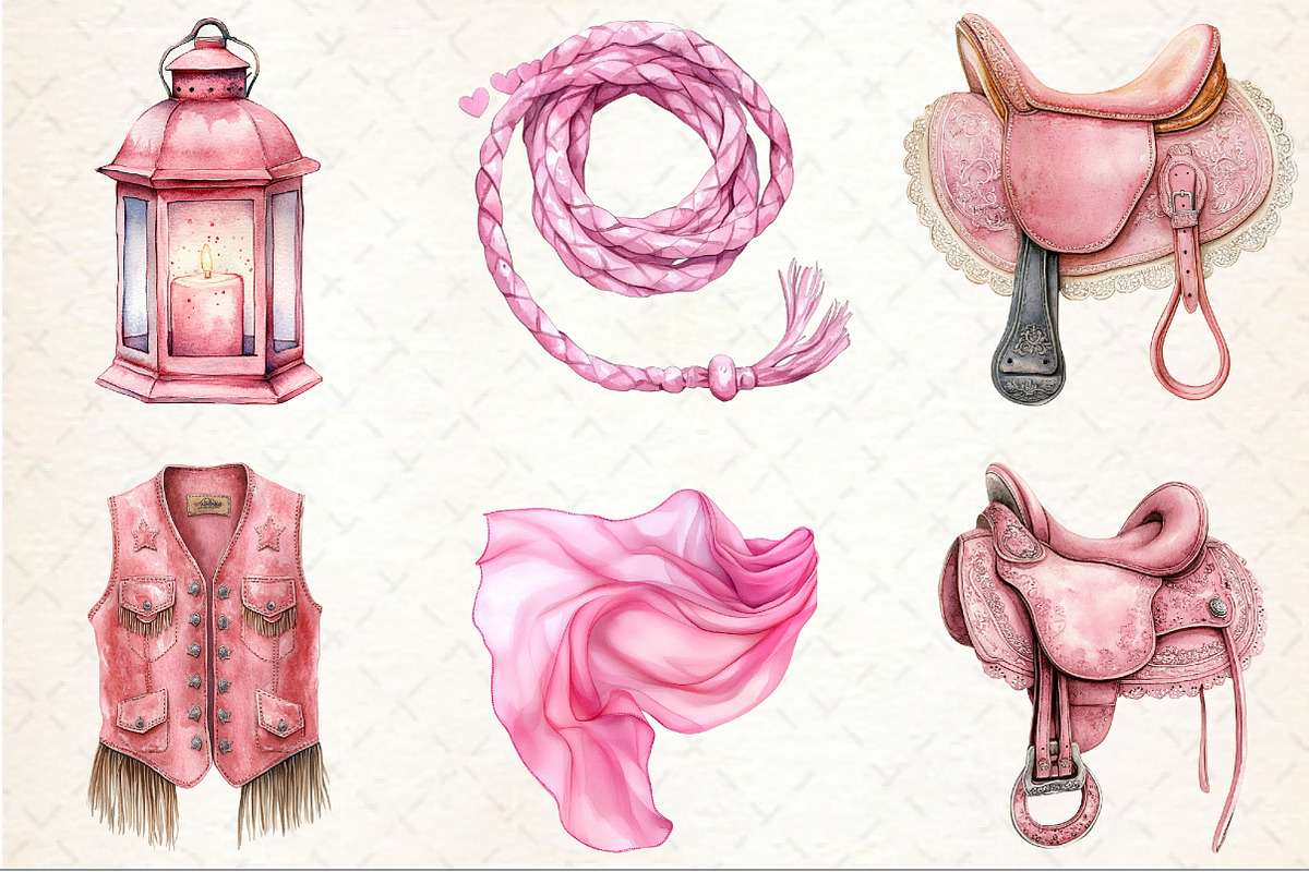 Pink Vintage Western Clipart, an Illustration by Rose Art (Photo 3 of 7)
