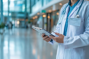 Healthcare professional in lab coat, a Health & Medical Photo by Pixeness Studio
