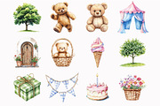 Watercolor Teddy Bear Clipart, a Seasonal Illustration by Design Market (Thumbnail 4 of 5)