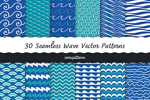30 Seamless Wave Vector Patterns