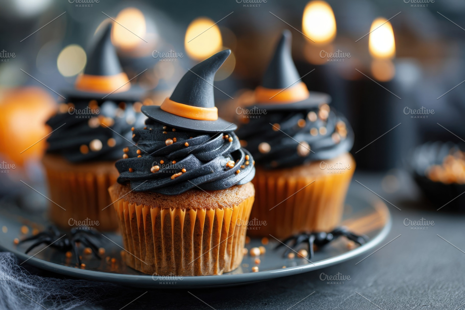 Festive cupcakes decorated for halloween holiday, a Food & Drink Photo by AlyaAnd