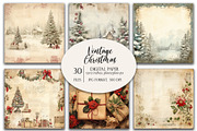 Vintage Christmas Digital Paper, a Seasonal Illustration by Vasmila (Thumbnail 1 of 6)