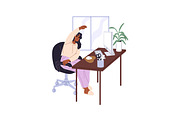 People do exercises at work desk set, a Work Illustration by PaperTrident (Thumbnail 9 of 9)