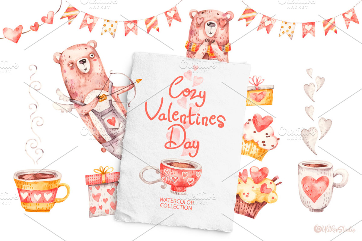 Cozy Valentines Day. Lovely bears, an Animal Illustration by UlitkaStudio (Photo 4 of 20)