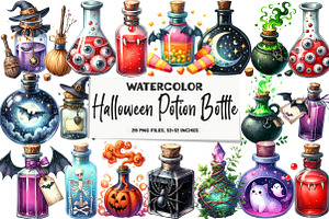 Halloween Potion Bottle Clipart Set, an Illustration by DreamArtGraphic