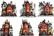 Christmas Whimsical House Clipart, an Illustration by Black Bird Studio (Thumbnail 3 of 6)