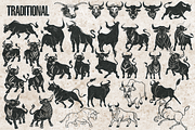 Bull image stamps for Procreate, a Brush Add-On by TheWhiteCatLab (Thumbnail 2 of 6)