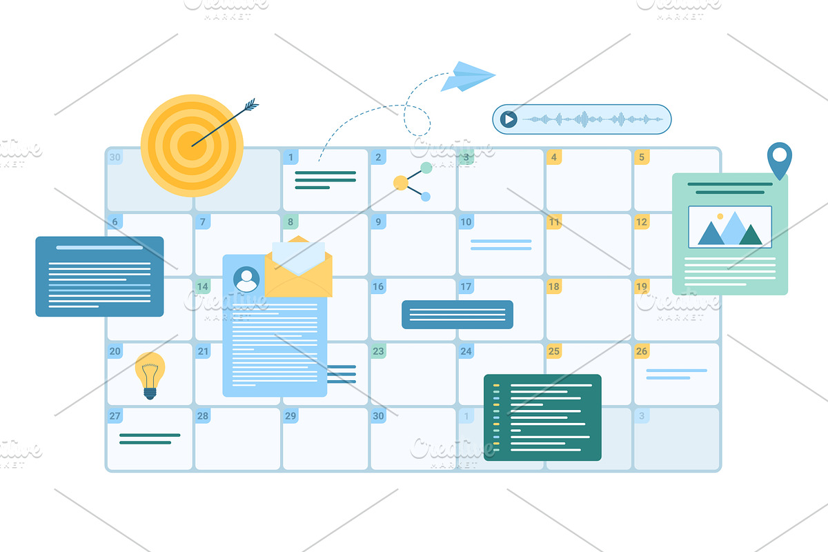 Business planning in online calendar, an Object Illustration by Flashvector