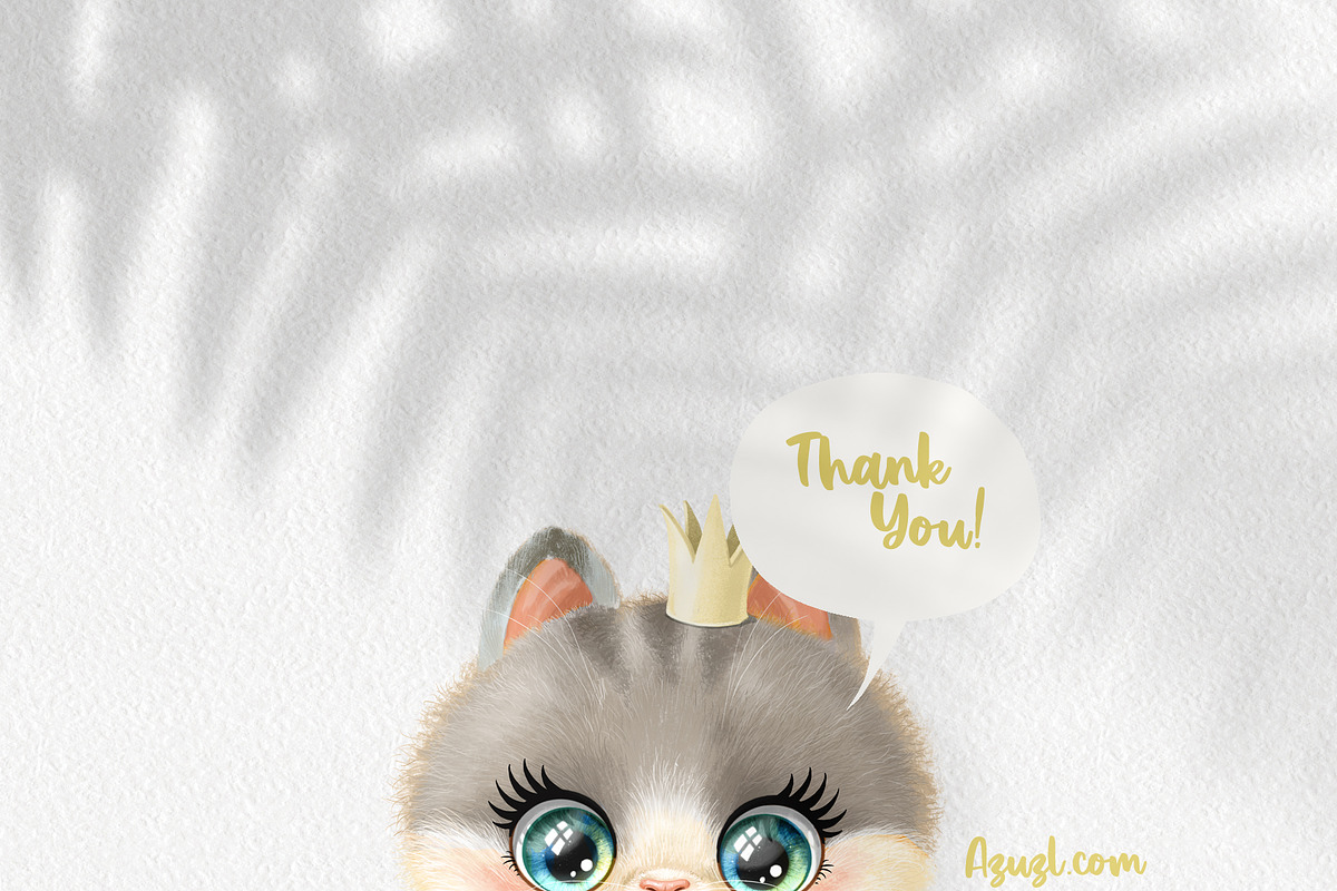 Princess kitten in blue dress, an Animal Illustration by Azuzlikus (Photo 3 of 3)