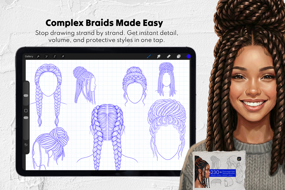1500+ Hair Procreate Bundle, a Brush Add-On by Selentaori Studio (Photo 3 of 15)