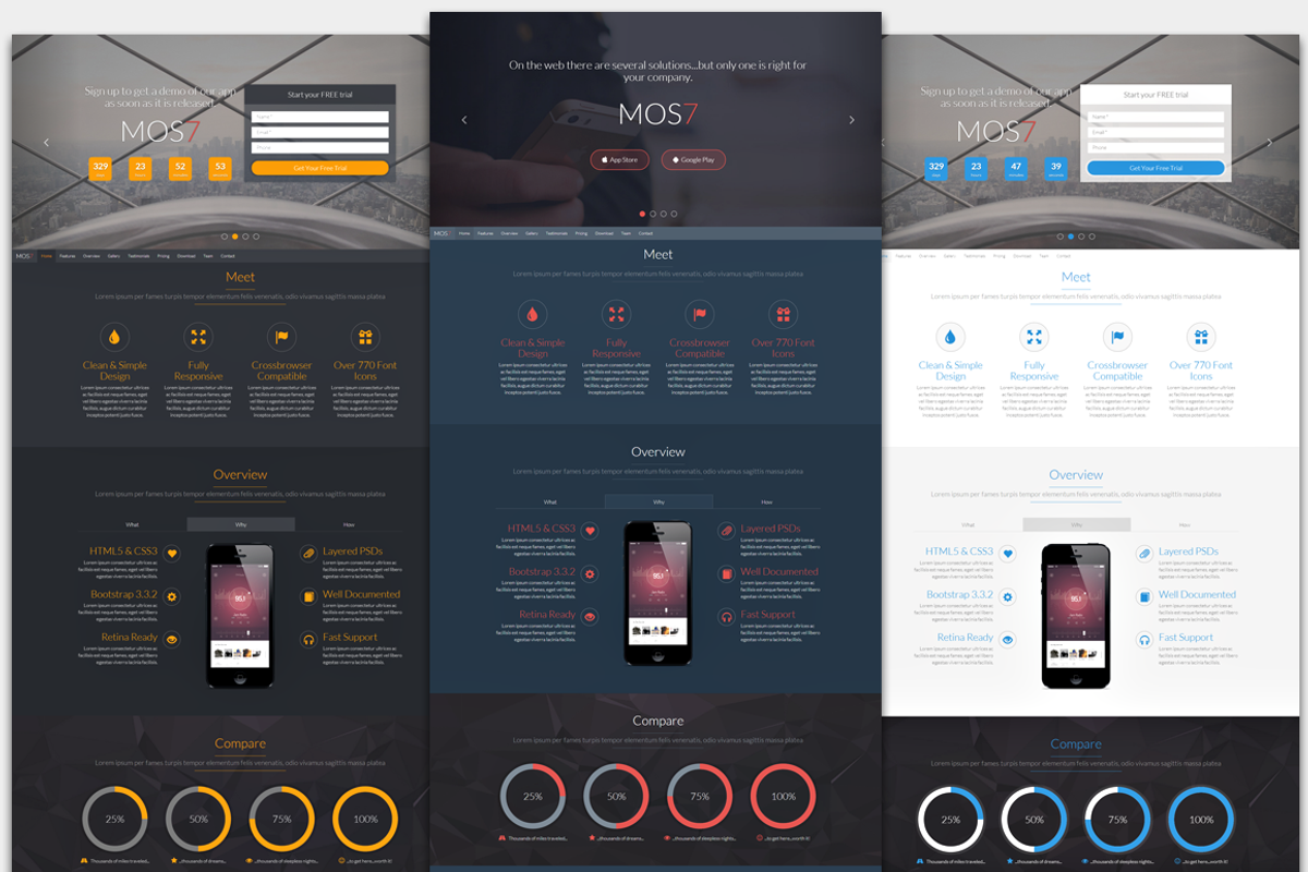 Mos7 - Responsive App Landing Page, a Bootstrap Template by TemplatesPRO (Photo 1 of 2)