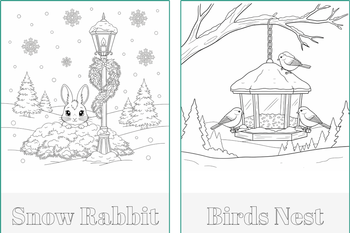 Winter Holidays Xmas Coloring Pages, a Seasonal Illustration by Nuvame Arts & Designs (Photo 10 of 19)