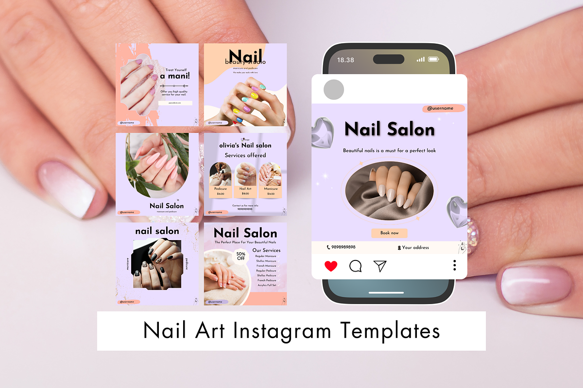 70 Nail Technician Instagram Posts, a Social Media Template by Adored Templates (Photo 1 of 10)