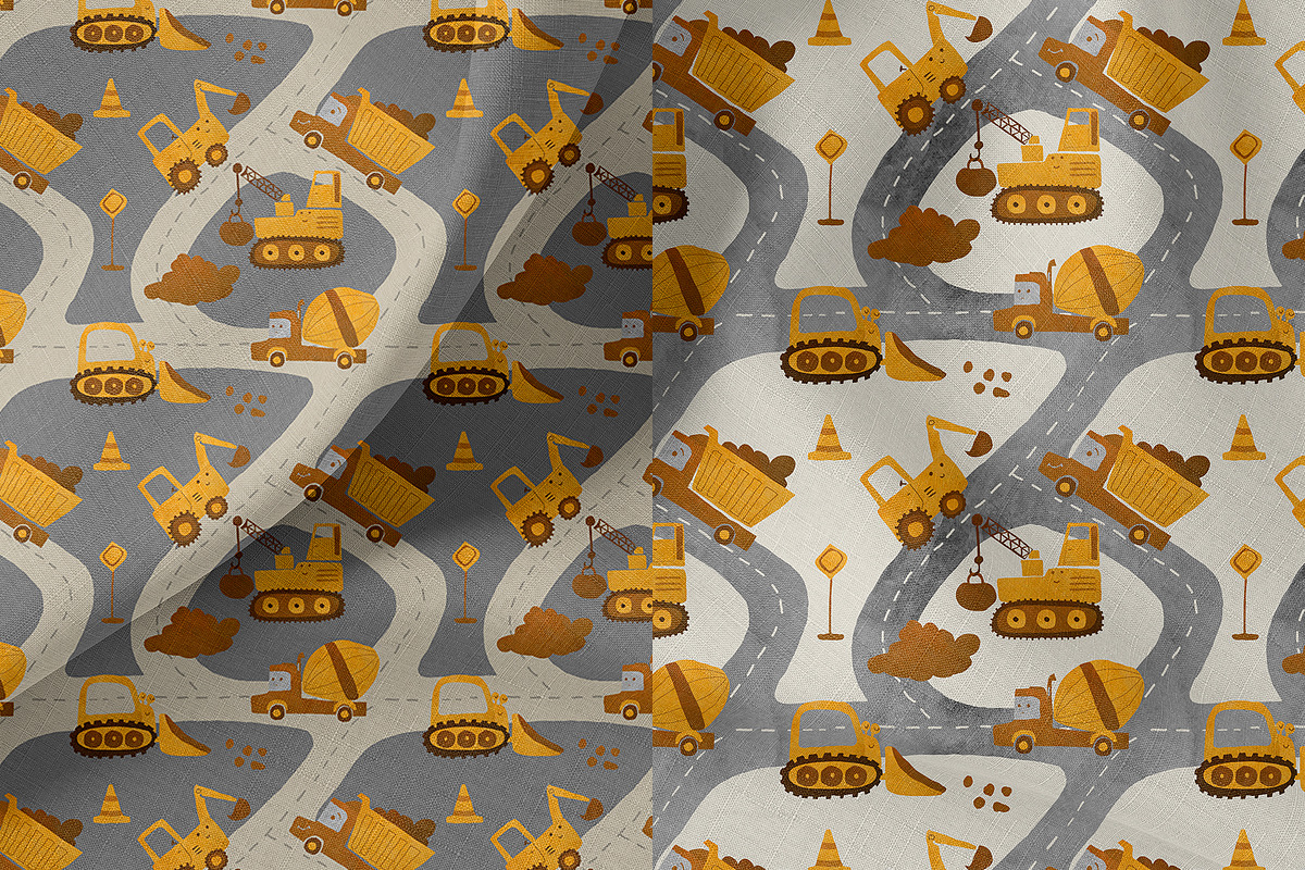 Construction trucks patterns, a Pattern Graphic by watercolor kamill (Photo 6 of 10)