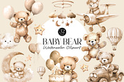 Brown Teddy Bear BabyShower Clipart, a Decorative Illustration by Primrose Blume (Thumbnail 1 of 4)
