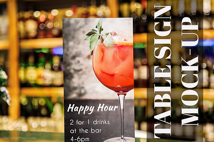 Happy Hour Table Sign Mockups