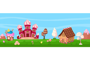 Candy Game Panorama. Gingerbread