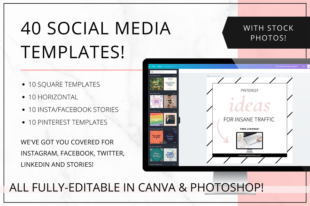 Social Media Pinterest Canva + PSD, a Social Media Template by Lady Boss Studio (Photo 2 of 7)