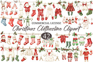 Christmas Clothesline Clipart PNG, a Seasonal Illustration by designcity5