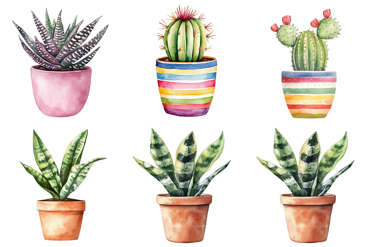 Potted Plants Clipart Bundle, an Illustration by cherrydesign (Photo 2 of 3)